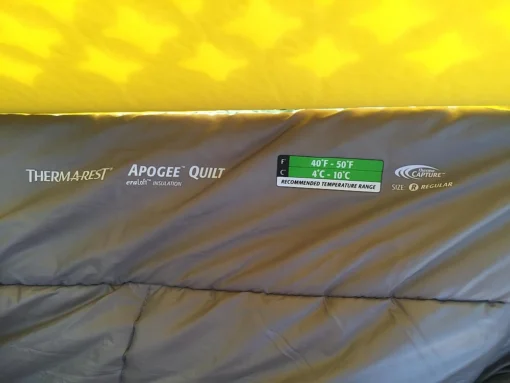 Therm-a-Rest Apogee Quilt -Outlet Camping Store Apogee5