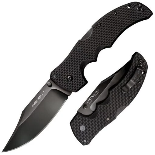 Cold Steel Recon 1 Clip Point -Outlet Camping Store opplanet cold steel recon 1 folding knife 4in clip point s35vn steel blade black long g10 handl main 1