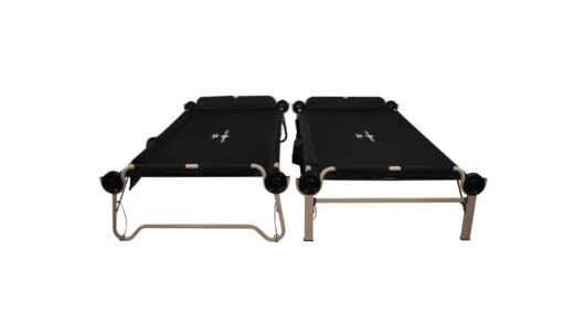 2XL Disc-O-Bed Cot System W/ 2 Side Organizers -Outlet Camping Store opplanet disc o bed disc o bed cot with 2 side organiziers black 2xl 30507bo av 8