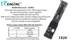 EAGTAC T Series TX3V Flashlight -Outlet Camping Store opplanet eagtac tx3v xhp70 2 flashlight 21700 5000mah li ion nw led 3317 lumen black tx3v xhp702 nw av 9