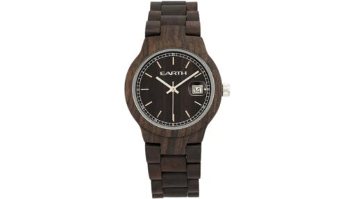 Earth Wood Biscayne Bracelet Watches W/Date -Outlet Camping Store opplanet earth wood biscayne bracelet watch w date dark brown one size ethew4202 main