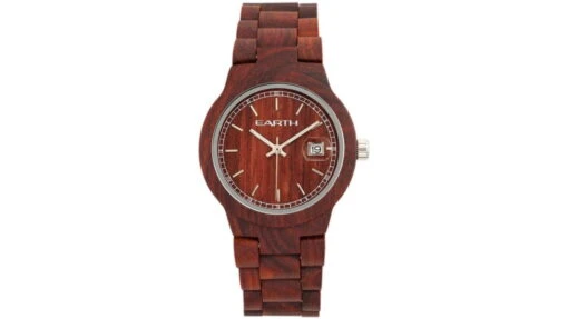 Earth Wood Biscayne Bracelet Watches W/Date -Outlet Camping Store opplanet earth wood biscayne bracelet watch w date red one size ethew4203 main