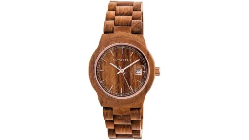 Earth Wood Biscayne Bracelet Watches W/Date -Outlet Camping Store opplanet earth wood biscayne wood bracelet watch w date light brown standard ethew4205 main