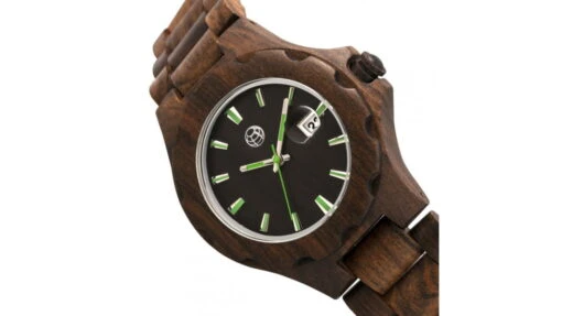 Earth Wood Gila Bracelet Watch W/Magnified Date -Outlet Camping Store opplanet earth wood gila bracelet watch w magnified date dark brown one size ethew3302 av 2