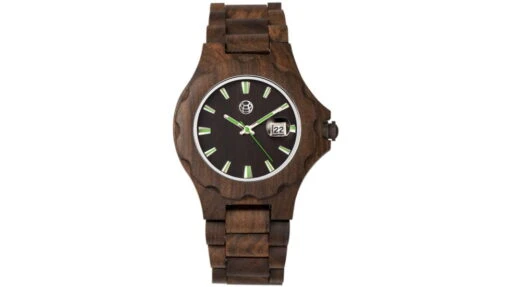 Earth Wood Gila Bracelet Watch W/Magnified Date -Outlet Camping Store opplanet earth wood gila bracelet watch w magnified date dark brown one size ethew3302 main