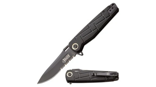 Elite Tactical Readiness Spring Assisted Knives -Outlet Camping Store opplanet elite tactical readiness spring assisted knife 3 5 in 8cr13 stainless steel drop point serrated black et a001bks main