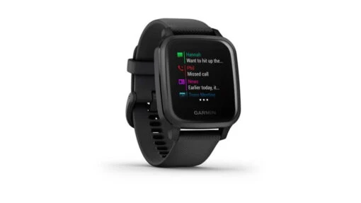 Garmin Venu SQ GPS Smartwatch - Music Edition -Outlet Camping Store opplanet garmin venu sq gps smartwatch music edition slate aluminum bezel with black case and silicone band 010 02426 00 av 2