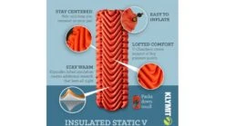 Klymit Insulated Static V Lite Sleeping Pad -Outlet Camping Store opplanet klymit insulated static v lite sleeping pad mango regular 06i2or03c av 2