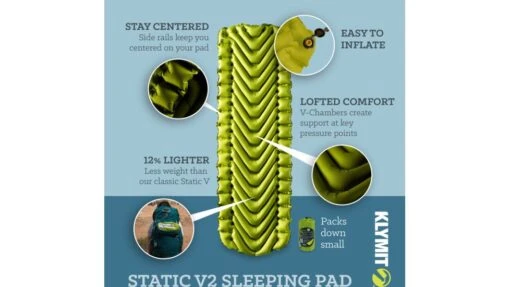 Klymit Static V2 Sleeping Pad -Outlet Camping Store opplanet klymit static v2 sleeping pad light green regular 06s2gr03c av 2