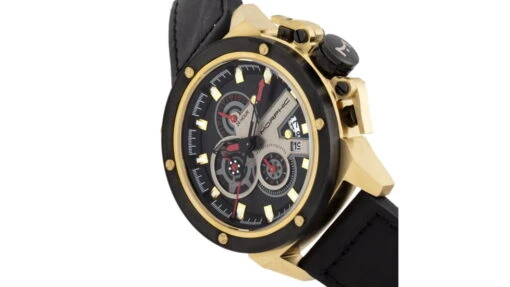 Morphic M81 Series Chronograph Leather-Band Watch W/Date -Outlet Camping Store opplanet morphic m81 series chronograph leather band watch w date black gold mens mph8103 av 1