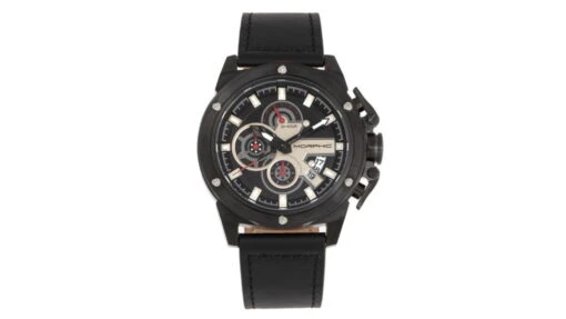 Morphic M81 Series Chronograph Leather-Band Watch W/Date -Outlet Camping Store opplanet morphic m81 series chronograph leather band watch w date black mens mph8105 main