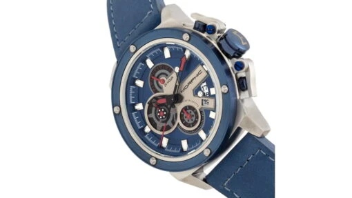 Morphic M81 Series Chronograph Leather-Band Watch W/Date -Outlet Camping Store opplanet morphic m81 series chronograph leather band watch w date blue silver mens mph8102 av 2