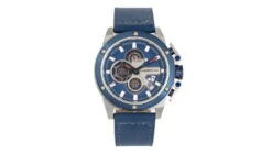 Morphic M81 Series Chronograph Leather-Band Watch W/Date -Outlet Camping Store opplanet morphic m81 series chronograph leather band watch w date blue silver mens mph8102 main