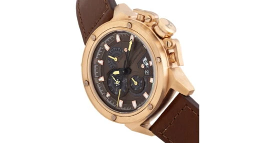 Morphic M81 Series Chronograph Leather-Band Watch W/Date -Outlet Camping Store opplanet morphic m81 series chronograph leather band watch w date brown rose gold mens mph8104 av 2