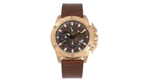 Morphic M81 Series Chronograph Leather-Band Watch W/Date -Outlet Camping Store opplanet morphic m81 series chronograph leather band watch w date brown rose gold mens mph8104 main