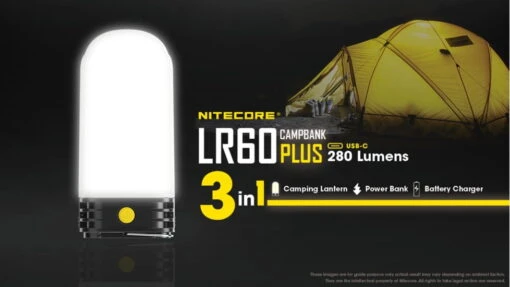 Nitecore LR60 HIGH CRI LED USB Rechargeable Camping Lantern -Outlet Camping Store opplanet nitecore lr60 280 lumen usb rechargeable led camping lantern black 6952506406654 av 1