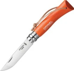 Opinel No. 7 Folding Knife -Outlet Camping Store opplanet opinel trekking no 7 tangerine folding knife 3in stainless steel tangerine dyed wood handle op01443 main