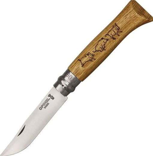 Opinel No. 8 Folding Knife -Outlet Camping Store opplanet opinel wildlife folder knife 4 3 8in closed op01624 main