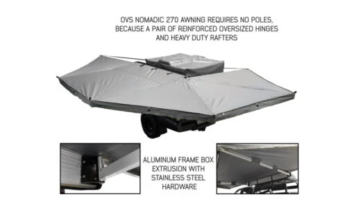 Overland Vehicle Systems Nomadic 270 Driver Roof Top Awning -Outlet Camping Store opplanet overland vehicle systems nomadic 270 driver roof top awning w bracket kit and extended poles 19519908 av 1