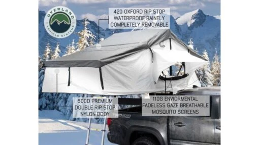 Overland Vehicle Systems Nomadic Extended Roof Top Tent - 3+ Person, 4 Season -Outlet Camping Store opplanet overland vehicle systems nomadic 3 extended roof top tent 3 person white dark gray 63 x 122 x 51 in 18039926 av 1