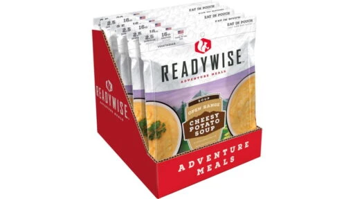 ReadyWise Open Range Cheesy Potato Soup -Outlet Camping Store opplanet readywise 6 ct case open range cheesy potato soup white 8 x 11 25 x 9 75 rw05 010 main