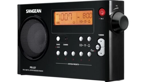 Sangean AM/FM Stereo Digital Tune Alarm Radio -Outlet Camping Store opplanet sangean am fm stereo digital tuning sleep snooze alarm black pr d7 bk main