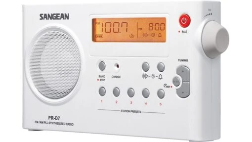 Sangean AM/FM Stereo Digital Tune Alarm Radio -Outlet Camping Store opplanet sangean am fm stereo digital tuning sleep snooze alarm white pr d7 main