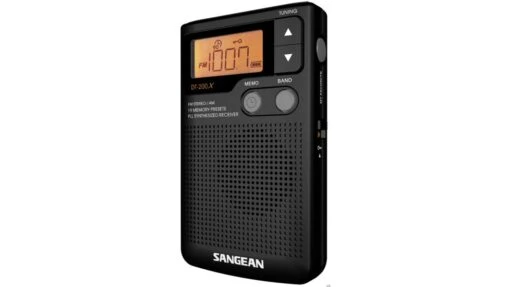 Sangean AM/FM Stereo Clock Radio -Outlet Camping Store opplanet sangean am fm stereo speaker clock digital tuning pocket radio black dt 200x main