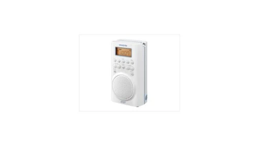 Sangean AM/FM/WX Waterproof Shower Radio Vertical Compact Design -Outlet Camping Store opplanet sangean am fm wx waterproof shower radio vertical compact design white small h 205 av 1