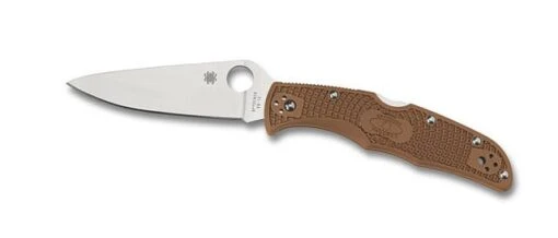 Spyderco Endura -Outlet Camping Store opplanet spyderco endura4 lightweight brown frn handle flat ground fe silver blade fold knife c main