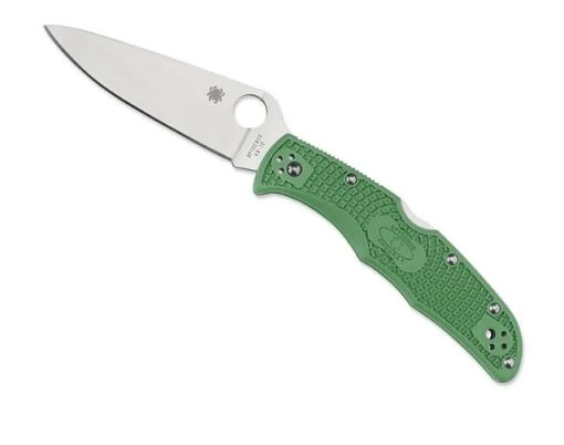 Spyderco Endura -Outlet Camping Store opplanet spyderco endura4 lightweight green frn handle flat ground fe silver blade fold knife c main