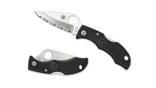 Spyderco Ladybug3 4.4in Black Folding Knife -Outlet Camping Store opplanet spyderco ladybug3 black frn handle serrated blade fold knife lbks3 v1