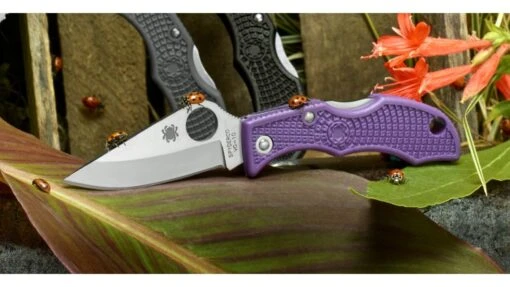 Spyderco Ladybug3 4.4in Black Folding Knife -Outlet Camping Store opplanet spyderco ladybug3 purple frn handle fe blade fold knife lprp3 9q kn nhy6 lprp3 use1